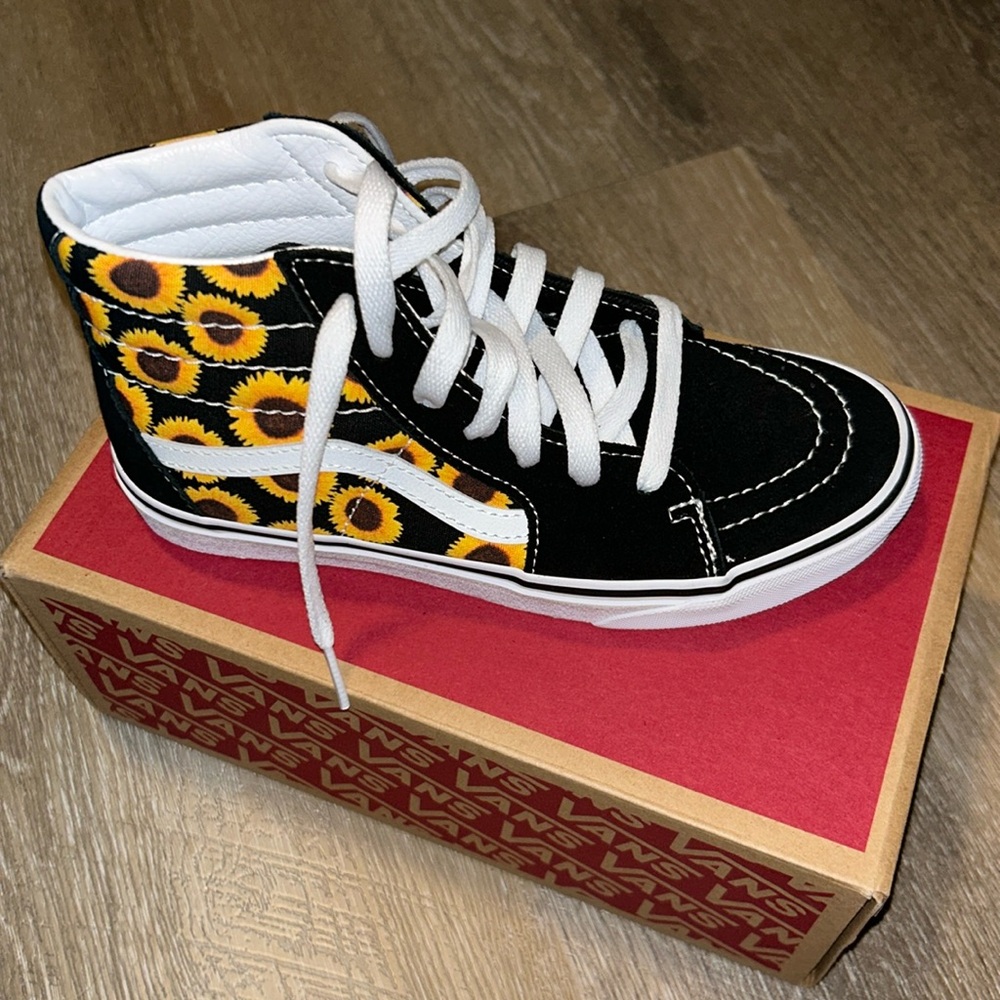 Vans Kids Black Sunflower High-Top Sneakers